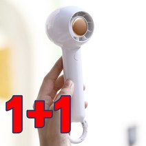 1+1 휴대용 미니 핸디선풍기 놀이동산 나들이 선풍기 탁상겸용 KC인증, 화이트+블루