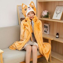 무릎 담요 블랭킷 캐릭터 후드 버튼 사무실 망토mbn40