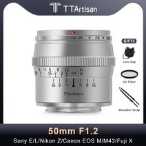 캐논 렌즈 카메라 TTArtisan APSC 수동 초점 소니 E 마운트 니콘 Z A5000 A6000 후지필름 X 50mm F12, 5.E-card - Silver
