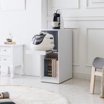 이케아 전기 밥솥 선반 수납장 다이 레일 틈새 미니 원룸 에어프라이어 거치대 선반 전자레인지 30cm 화이트 좁은 주방 공간 활용, ,노아(도어o + 발통o)