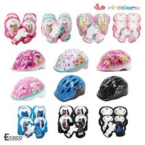 어린이 대근육 발달 캐릭터 헬멧+보호대 세트 견고한 팔꿈치 아동 안전장비, 핫블랙헬멧