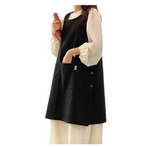 한스데이 단추형 트임 린넨 앞치마, 블랙, 3개