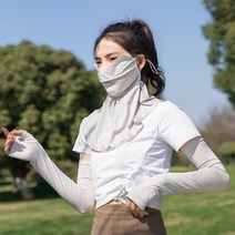 서머 선 아이스 넥케어 여성용 눈가 얇은 에어 베일 자외선 차단제입니다.풀 페이스 마스크입니다, DFMEI 회색
