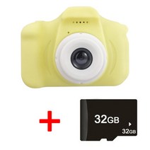크리스마스 어린이 생일 선물 키즈 미니 디지털 카메라 +32GB SD카드, 핑크