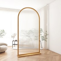안방가벽 안방파디션 드레스룸 아치형가벽 공간분리 이동식칸막이 우드, 장자송 장홍 유리병풍 80*180cm