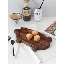 레스토랑 이쁜 무늬 통원목 접시 산뜻한 원목접시 튼튼한 카페 정갈한 고급식당 식탁, 마호가니 피그접시 (S)