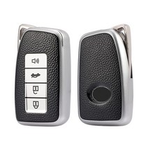 ELOHEI 렉서스 키 포브 커버 부드러운 TPU 키 포브 케이스 전방위 프로텍터 도금 쉘 렉서스 2013-Up RX의 키리스 스마트 원격 키 ES GS LS NX RS GX L, Leather Silver