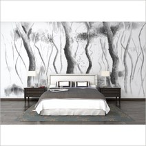 소나무숲포인트벽지 소나무디자인벽지 나무벽지 나무뮤럴벽지, 접착식필름벽지/J 402104