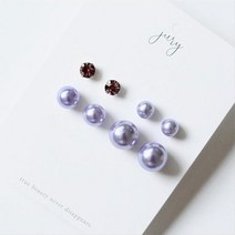 퍼플진주 보라귀걸이 4set 쿨톤악세사리 랜덤디자인
