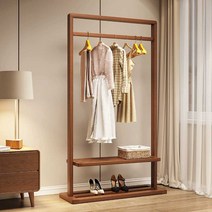 우드행거 선반 옷걸이행거 원룸 튼튼한 이동식 매장, 폭 105cm