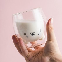 Animal 내열유리 더블월 입체컵 - 동물 모양 거꾸로 유리컵, 오리