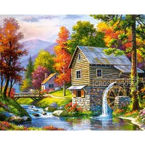 아이아트십자수 BL3D-1036 가을풍경(원형)50x40cm 보석십자수 큐빅십자수 DIY
