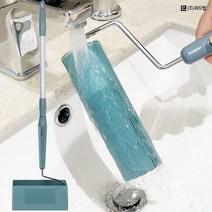 리드탑 물로 씻어쓰는 반영구 돌돌이 실리콘 롤 크리너, 그레이, 2단연결봉 세트