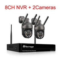Techage 무선 비디오 보안 카메라 시스템 야외 양방향 오디오 와이파이 IP 카메라 P2P CCTV 감시 NVR 키, 01 8CH NVR 2 Camera C_03 3T