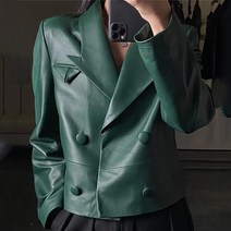 여성 양가죽 자켓 코트 무스탕 양모 정장 봄 복고풍과 현대 더블 숏 브레스트 슬림 맞는 옷깃 가죽