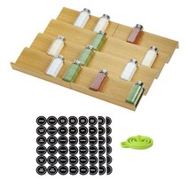 GGUL Bamboo Spice Rack Drawer Organizer with 12 Jars 216 Labels 1 Food Grade Silicone Funnel 8 Pi, 13 inch