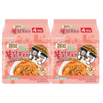삼양 로제불닭볶음면 멀티(4입) x 2봉 (총8개입) 내가찾던 완벽한 K-로제 rose 불닭 고추 크림의 황금비율 봉지라면 매운라면 편의점라면 안주 간식, 볶음면, box