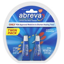 2개세트 Abreva 아브레바 도코사놀 10% 구순포진 및 발열 물집 치료 크림 튜브 2g