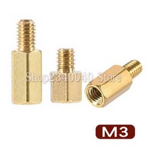 전산 볼트 너트 육각 스레드 M3 * L + 6mm 육각 황동 Standoff 스페이서 나사 기둥 PCB 컴퓨터 PC 마더 보, 01 M3_04 7mm  10pcs