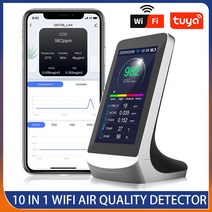 Tuya-10 In 1 WIFI 대기질 감지기 CO2 가스 테스터 PM2.5 PM10 TVOC HCHO AQI 포름알데히드 모니터 적외선, 한개옵션0