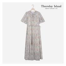 [국내정식매장] 써스데이아일랜드 티셔츠 [Thursday Island] 여성 스모킹 변형 절개 소매 원피스(T214MOP276W)