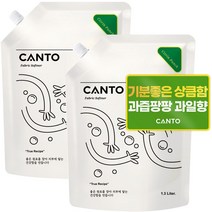 칸토 고농축 프리미엄 섬유유연제 파우치 상큼한 꽃 향 시트린펀치, 2개, 1.3L