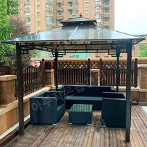 야외 정자 파고라 원두막 팔각정 조립식 정원 테라스, 럭셔리3.5x3.5m선샤인쉐드+쉬어커튼, 럭셔리3.5X3.5m선샤인쉐드+쉬어커튼