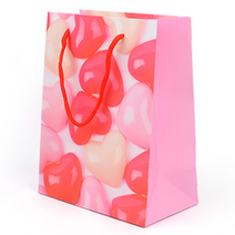 종이 쇼핑 백 코팅재질 하트 선물 답례품, 핑크레드