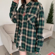 티데일리 남녀공용 프레이 오버핏 빅사이즈 체크 셔츠 캐주얼 남방