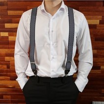 인디언 에스닉 패턴 정장 슬랙스 네이비 색상 가죽 서스펜더