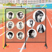 이동식 작품전시대 철조망 스탠드 진열 메쉬 파티션 가벽 철망 철제 선반 미술관 행사 걸이대, 05  2단 150x200 블랙 휠