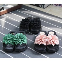 40대 여성 화려한 꽃장식 사무실 슬리퍼 간지슈즈, 그린 250mm 40호