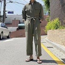 남자 여름 작업복 스트릿 세미 오버핏 린넨 점프 수트 3color