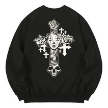 KAN6312 KMB0024 치카노크로스 기모 맨투맨 - 블랙