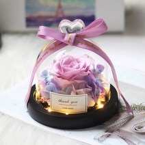 프리츠한센 이케바나 도자기 화병 항아리 독특한 유리 돔 장미와 조명 아름다운 야수 보존된 장미 발렌타인데이 선물, [31] Pink