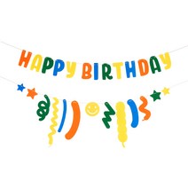 파티짱 생일 가랜드, 펠트 풍선 생일 가랜드 (레인보우)