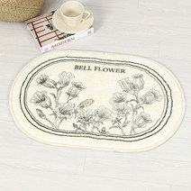 [더와이] 벨 플라워 프리미엄 극세사 욕실 주방 현관 발매트 러그, 아이보리