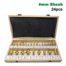 트리머날 평비트 홈파기 드릴 루터날 목공 24pcs 8mm Shank DIY Woodworking Router Bits Set Milling Cutter for Wood Flush, [01] 24pcs set, 01 24pcs set