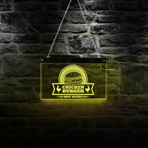 led 장식 라이트 스탠드 최고의 레시피 치킨 버거 비즈니스 로고 조명 네온 사인 패스트 ​​푸드 레스토랑 햄버거 아크릴 벽 교수형 보드, 20x30cm