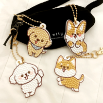 케이엠엘리 DIY 보석십자수 강아지키링, 말티즈