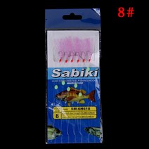 칸지 가프 문어 헤루질 갈고리 어포기6개/대 Simulated Fish Skin String Hooks Sabiki Rig for Sea 빛나는, 02 08