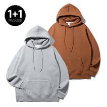 [1+1]앨빈클로 남녀공용 무지 오버핏 후드티 2종 패키지