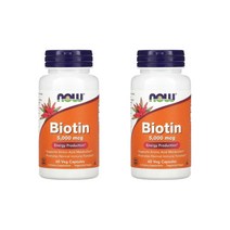 NOW Foods 나우푸드 Biotin 비오틴 5000mcg 60베지캡슐 채식 비건 GMP 할랄 2팩
