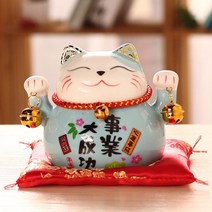 돈들어오는 선물 신장 길운 개업 저금통 인테리어 장식 소품 품 재물 카운터 집들이 고양이 전통, 4.5인치 사업 성공