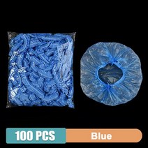 100/200pcs 일회용 샤워 캡 탄성 플라스틱 랩 커버 식품 부직포 목욕 모자 방수 샤워 캡 주방 액세서리, 100PCS 블루, 100개