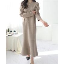 가을겨울 라운드 롱 니트 여 점프수트 니트 원피스 이너 스커트