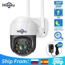 적외선 열화상 카메라 Hiseeu 스마트 와이파이 PTZ 5 배 디지털 AI 인간 ONVIF 무선 CCTV IP, 3.2MP No Card - AU 플러그 - 3.6mm