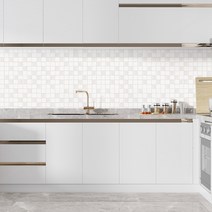 발포 크린시트 50cmX1.5m_주방시트지 벽타일 투명 방수 스티커 필름지 싱크대벽지 기름때 오염방지, 타일화이트