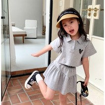 쁘띠람 여아 상하복 주니어 아기 여름상하복 그레이티 치마 등원 자매
