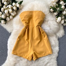 5컬러 오프 숄더 민소매 슬림 미니 점프 수트 팬츠 봄 여름 휴가 비치 바캉스 해변 여자 여성 심플 캐주얼 빈티지 유니크 GH48-181